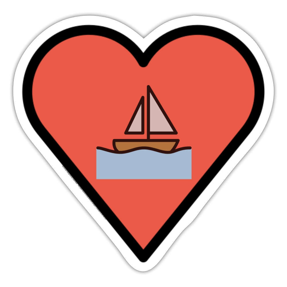 Emoji Expression: Red Heart with Sailboat Moji - Emoji.Express - white matte