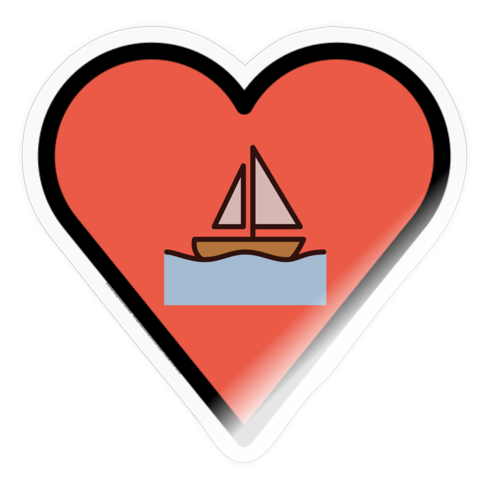 Emoji Expression: Red Heart with Sailboat Moji - Emoji.Express - transparent glossy