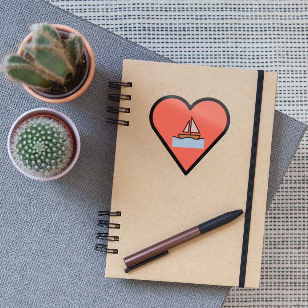 Emoji Expression: Red Heart with Sailboat Moji - Emoji.Express - transparent glossy