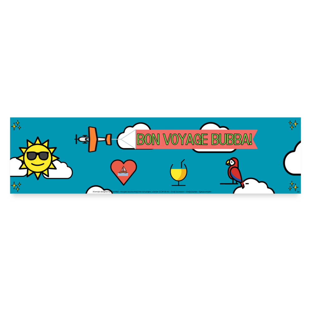 Emoji Expression: Bon Voyage Bubba Moji Bumper Sticker - Emoji.Express - white matte