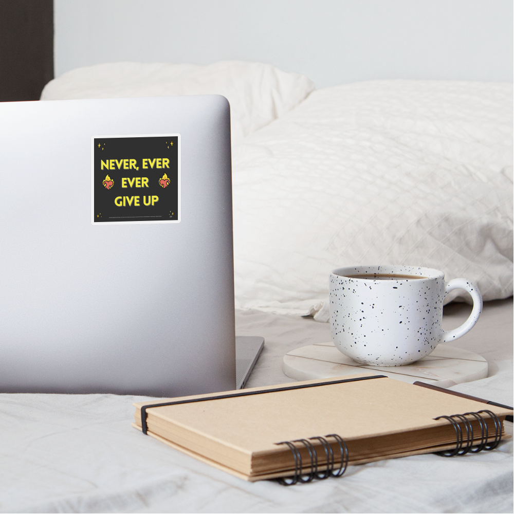 Emoji Expression: Never, Ever Ever Give Up (Yellow) Heart on Fire Moji Sticker - Emoji.Express - white matte