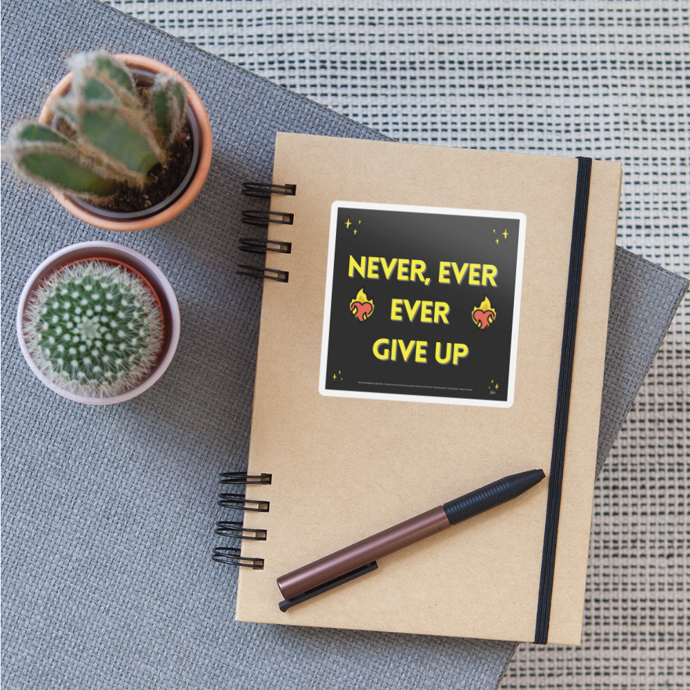 Emoji Expression: Never, Ever Ever Give Up (Yellow) Heart on Fire Moji Sticker - Emoji.Express - white matte