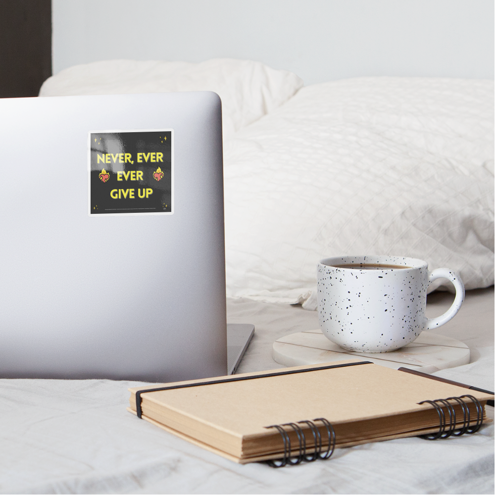 Emoji Expression: Never, Ever Ever Give Up (Yellow) Heart on Fire Moji Sticker - Emoji.Express - white glossy