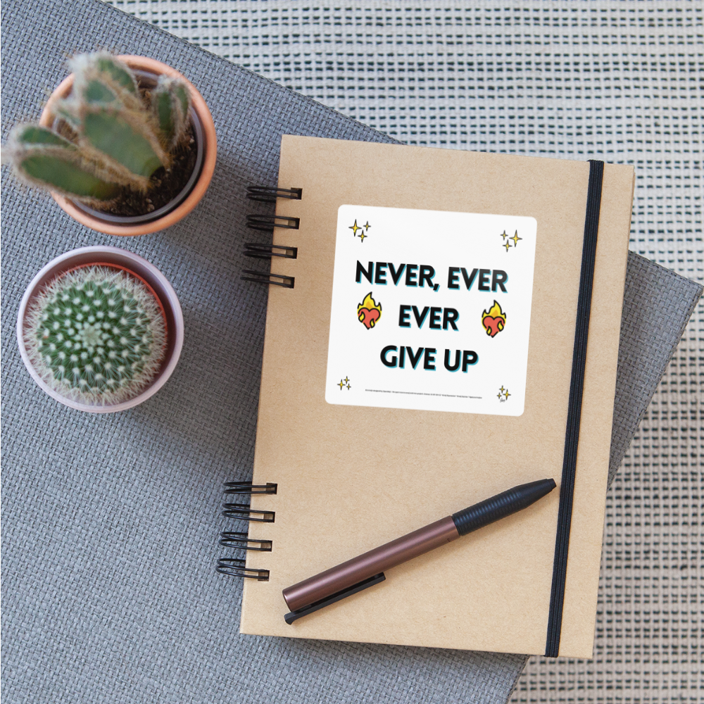 Emoji Expression: Never, Ever Ever Give Up Heart on Fire Moji Sticker - Emoji.Express - white glossy