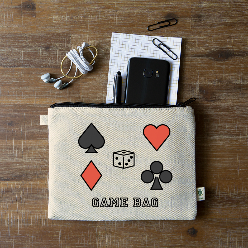 Customizable Spade Suit + Heart Suit + Diamond Suit + Club Suit + Dice Moji + Game Bag Text Carry All Hemp Pouch - Emoji.Express - natural