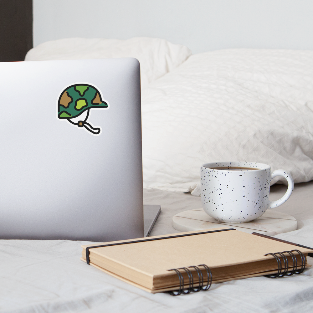 Military Helmet Moji Sticker - Emoji.Express - white matte