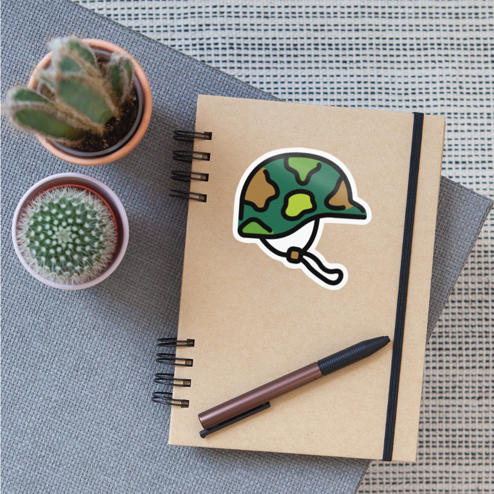 Military Helmet Moji Sticker - Emoji.Express - white glossy