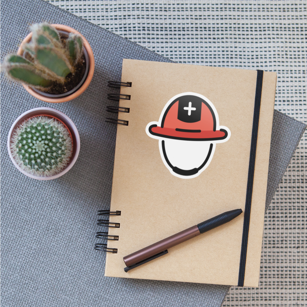 Rescue Worker's Helmet Moji Sticker - Emoji.Express - white matte