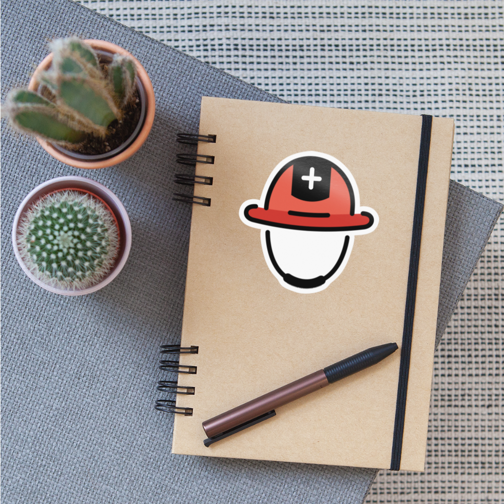 Rescue Worker's Helmet Moji Sticker - Emoji.Express - white glossy