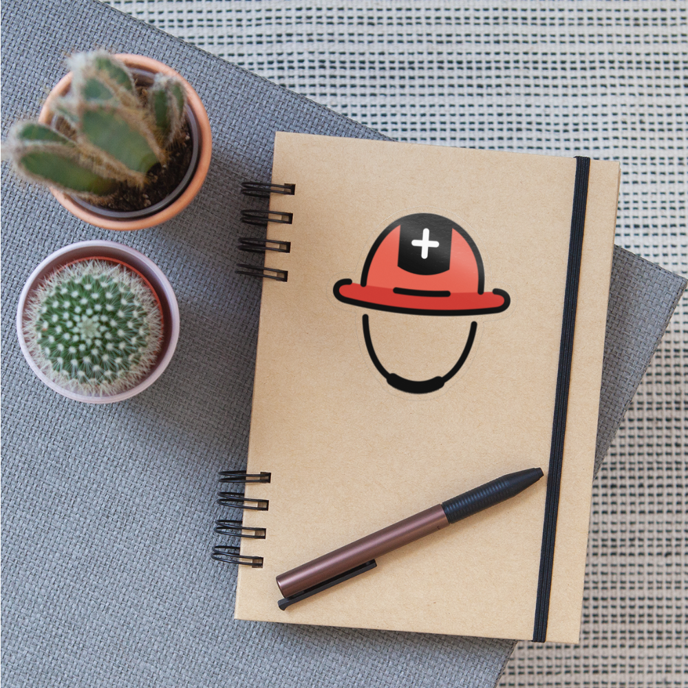 Rescue Worker's Helmet Moji Sticker - Emoji.Express - transparent glossy