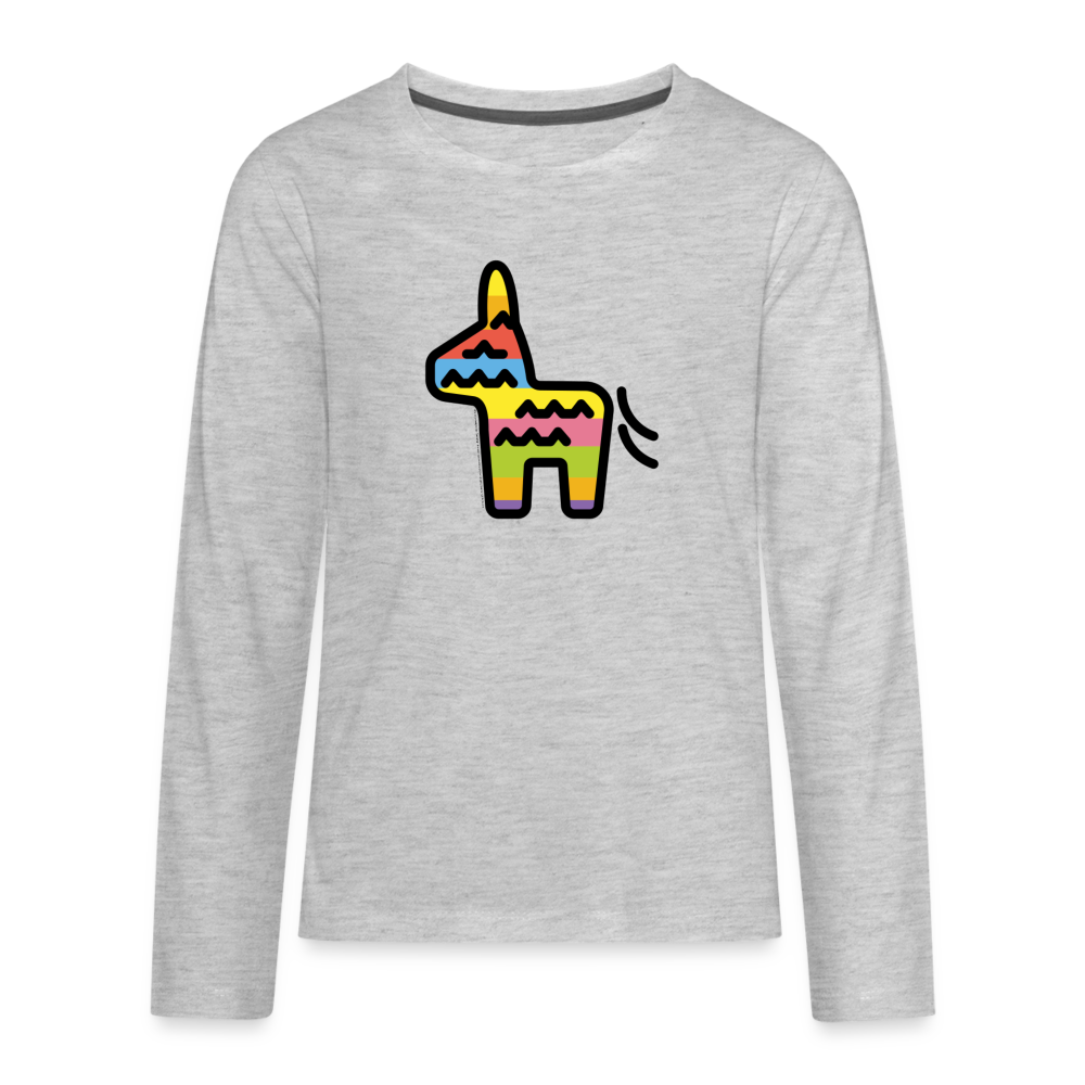 Customizable Piñata Moji Kids' Premium Long Sleeve T-Shirt - Emoji.Express - heather gray