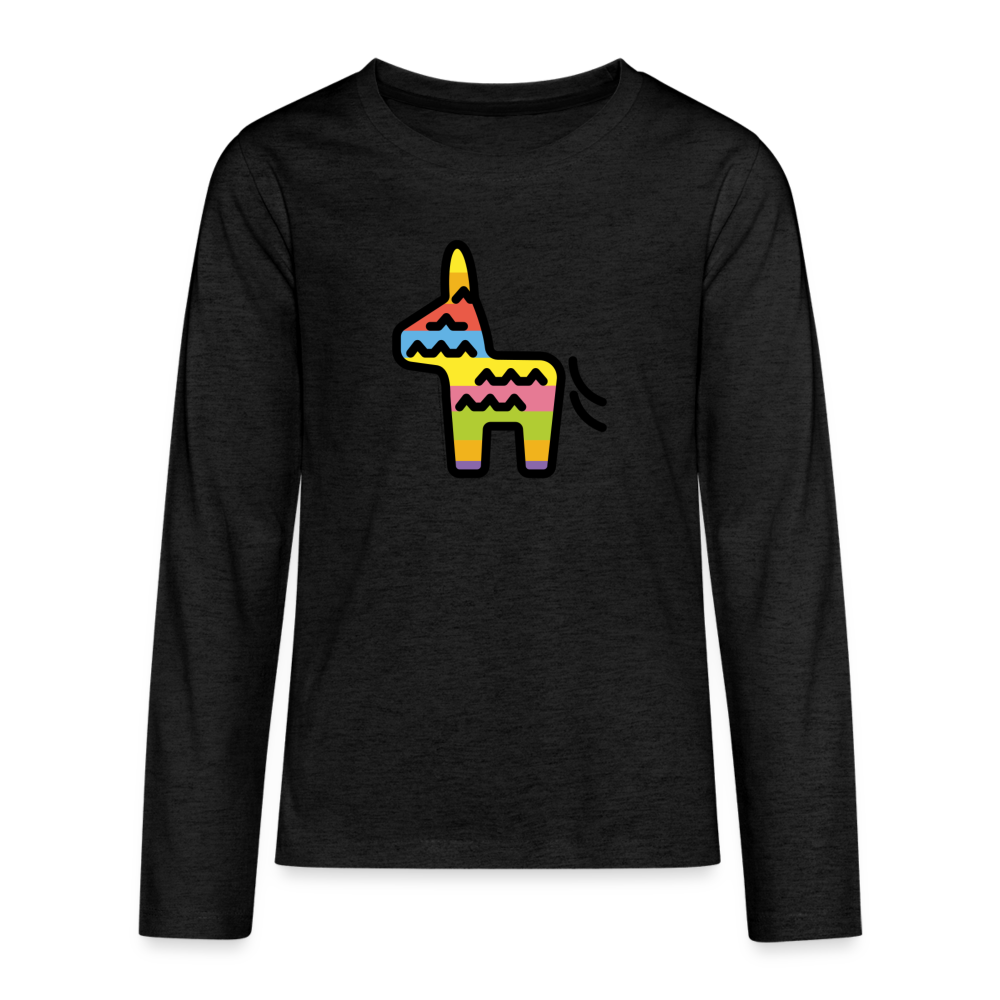 Customizable Piñata Moji Kids' Premium Long Sleeve T-Shirt - Emoji.Express - charcoal grey