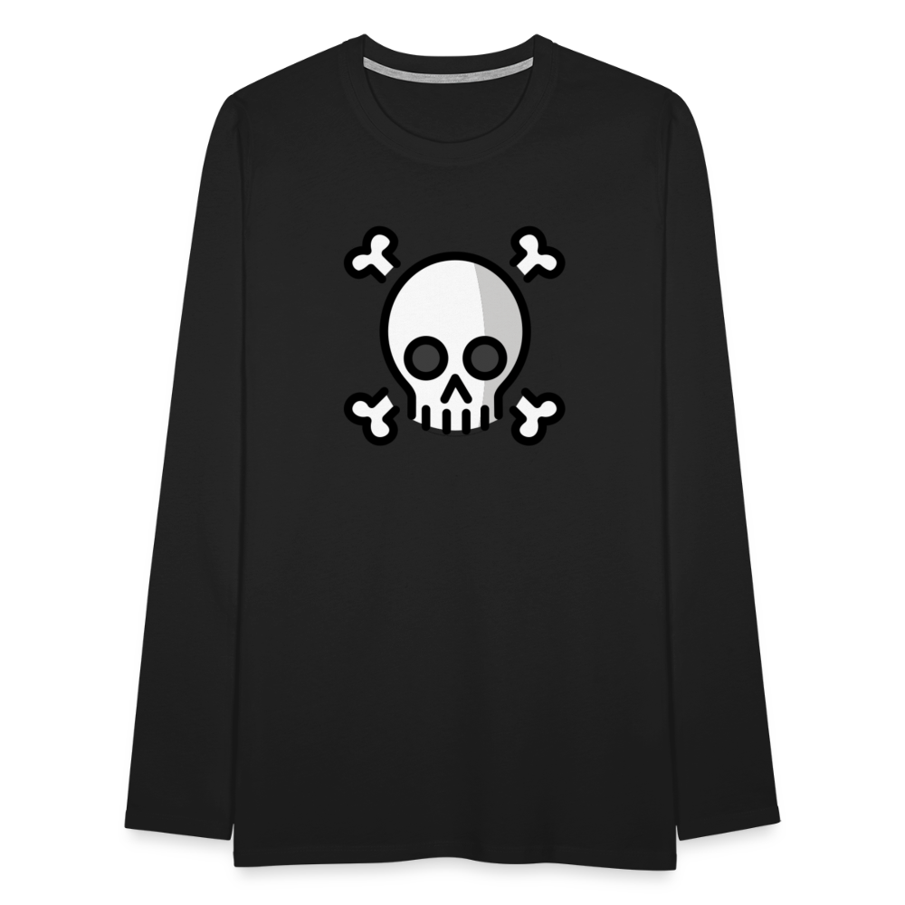 Customizable Skull and Crossbones Moji Men's Premium Long Sleeve T-Shirt - Emoji.Express - black