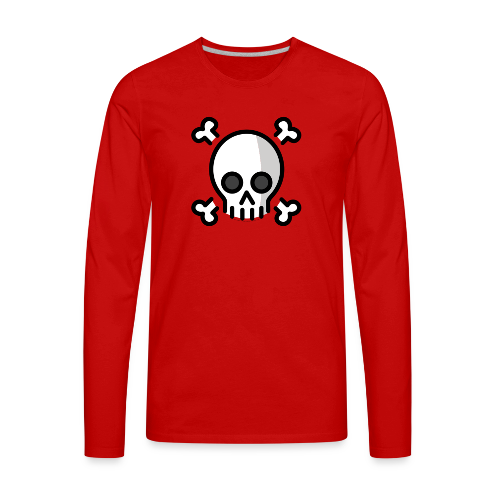 Customizable Skull and Crossbones Moji Men's Premium Long Sleeve T-Shirt - Emoji.Express - red
