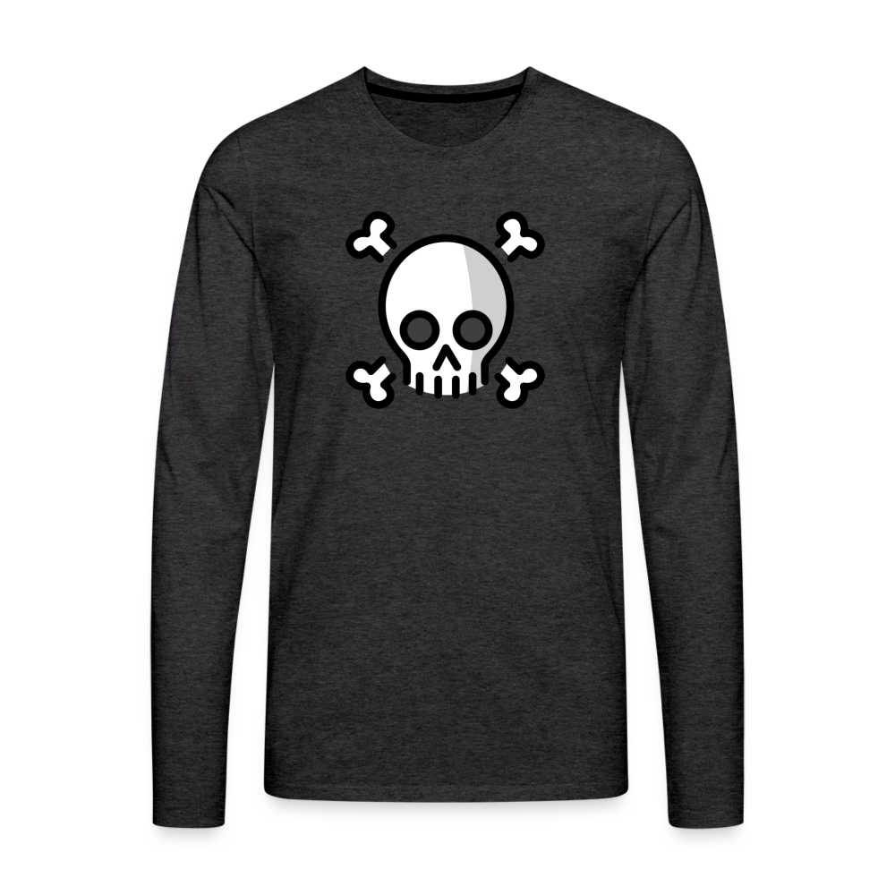 Customizable Skull and Crossbones Moji Men's Premium Long Sleeve T-Shirt - Emoji.Express - charcoal grey