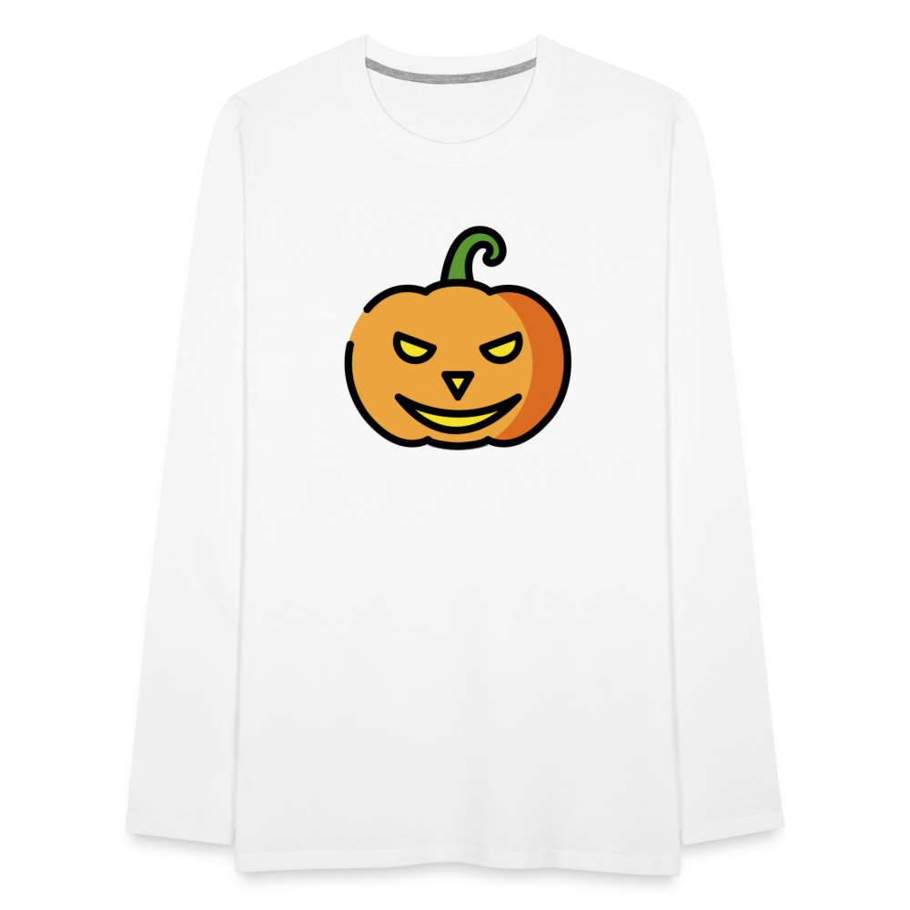 Customizable Jack-o-Lantern Moji Men's Premium Long Sleeve T-Shirt - Emoji.Express - white