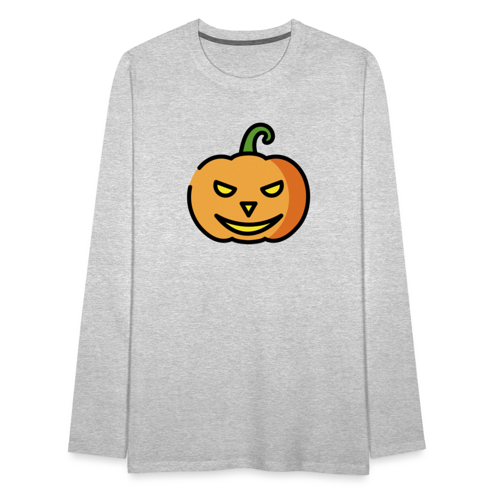 Customizable Jack-o-Lantern Moji Men's Premium Long Sleeve T-Shirt - Emoji.Express - heather gray