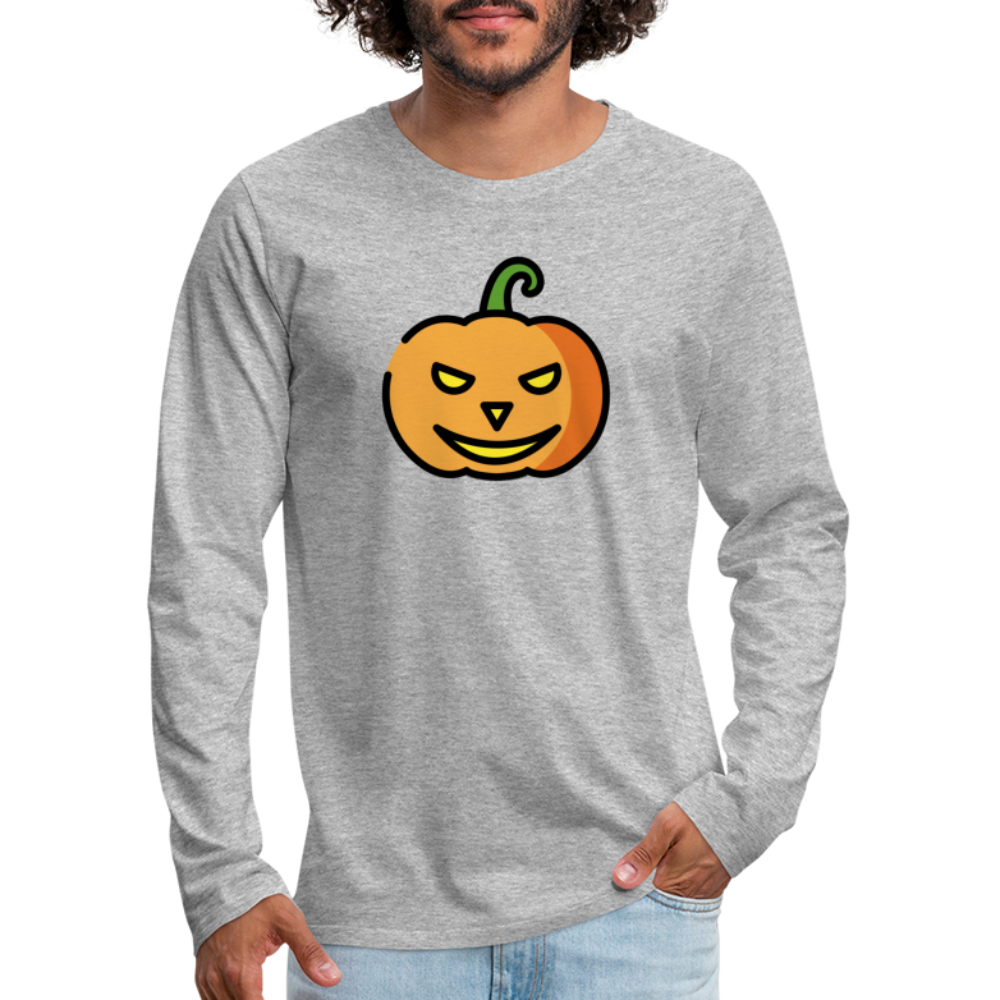 Customizable Jack-o-Lantern Moji Men's Premium Long Sleeve T-Shirt - Emoji.Express - heather gray