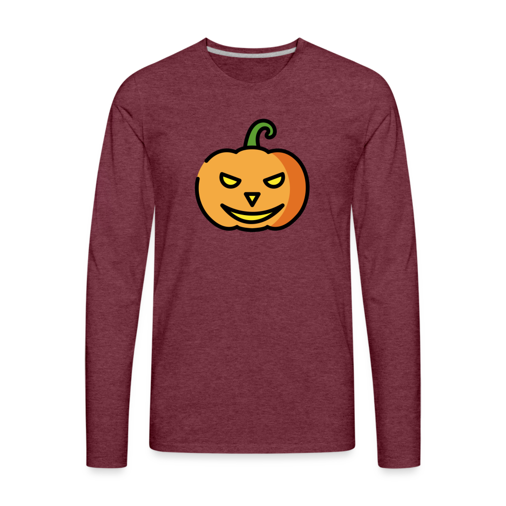 Customizable Jack-o-Lantern Moji Men's Premium Long Sleeve T-Shirt - Emoji.Express - heather burgundy