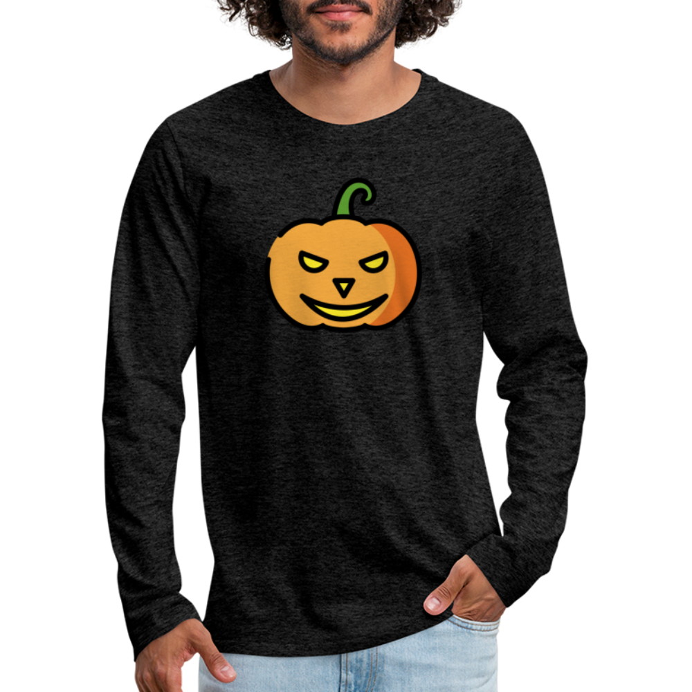Customizable Jack-o-Lantern Moji Men's Premium Long Sleeve T-Shirt - Emoji.Express - charcoal grey
