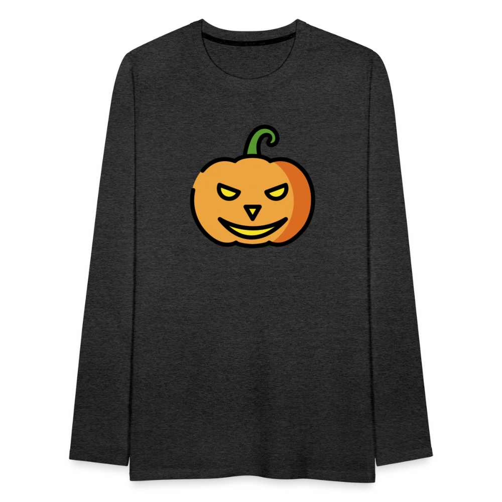 Customizable Jack-o-Lantern Moji Men's Premium Long Sleeve T-Shirt - Emoji.Express - charcoal grey