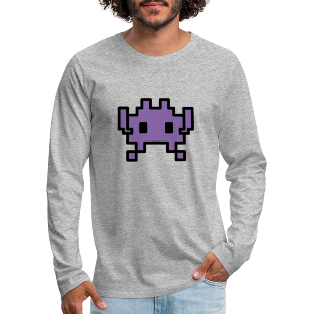 Customizable Alien Monster Moji Men's Premium Long Sleeve T-Shirt - Emoji.Express - heather gray