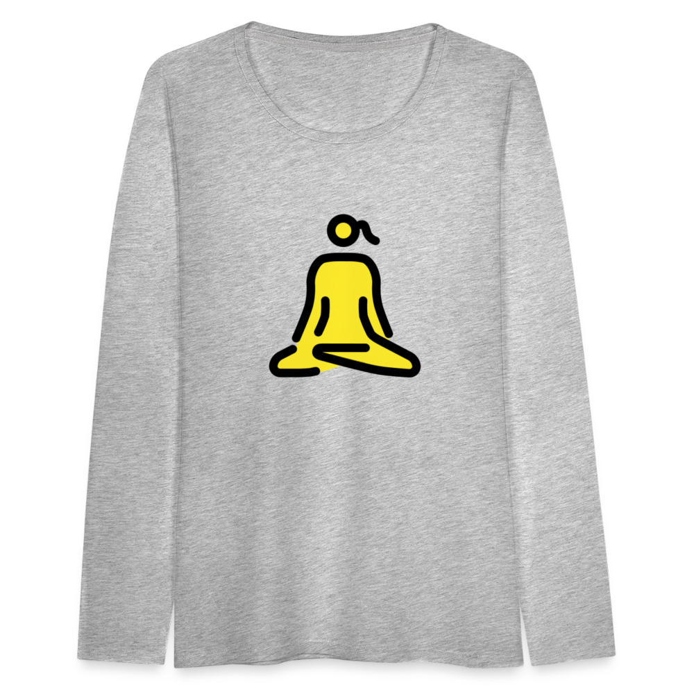 Customizable Woman in Lotus Position Moji Women's Premium Long Sleeve T-Shirt - Emoji.Express - heather gray