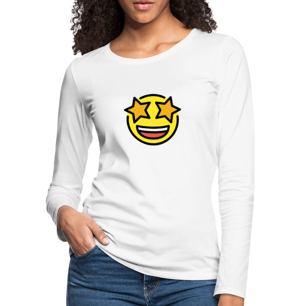 Customizable Star Struck Moji Women's Premium Long Sleeve T-Shirt - Emoji.Express - white
