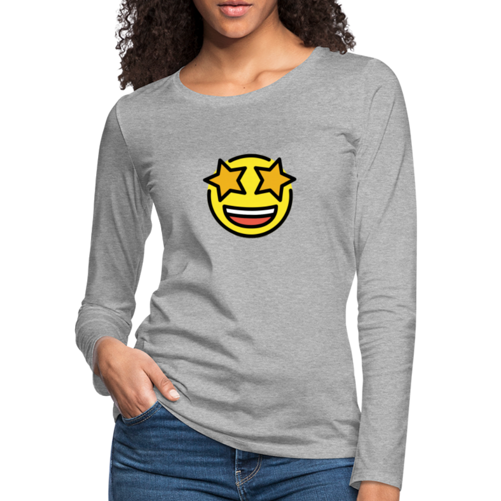 Customizable Star Struck Moji Women's Premium Long Sleeve T-Shirt - Emoji.Express - heather gray