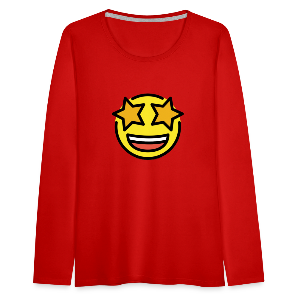Customizable Star Struck Moji Women's Premium Long Sleeve T-Shirt - Emoji.Express - red