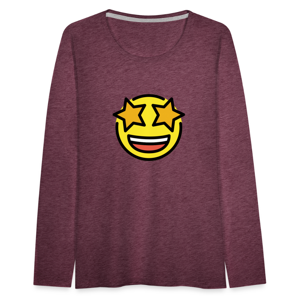 Customizable Star Struck Moji Women's Premium Long Sleeve T-Shirt - Emoji.Express - heather burgundy