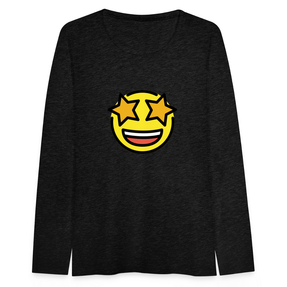 Customizable Star Struck Moji Women's Premium Long Sleeve T-Shirt - Emoji.Express - charcoal grey