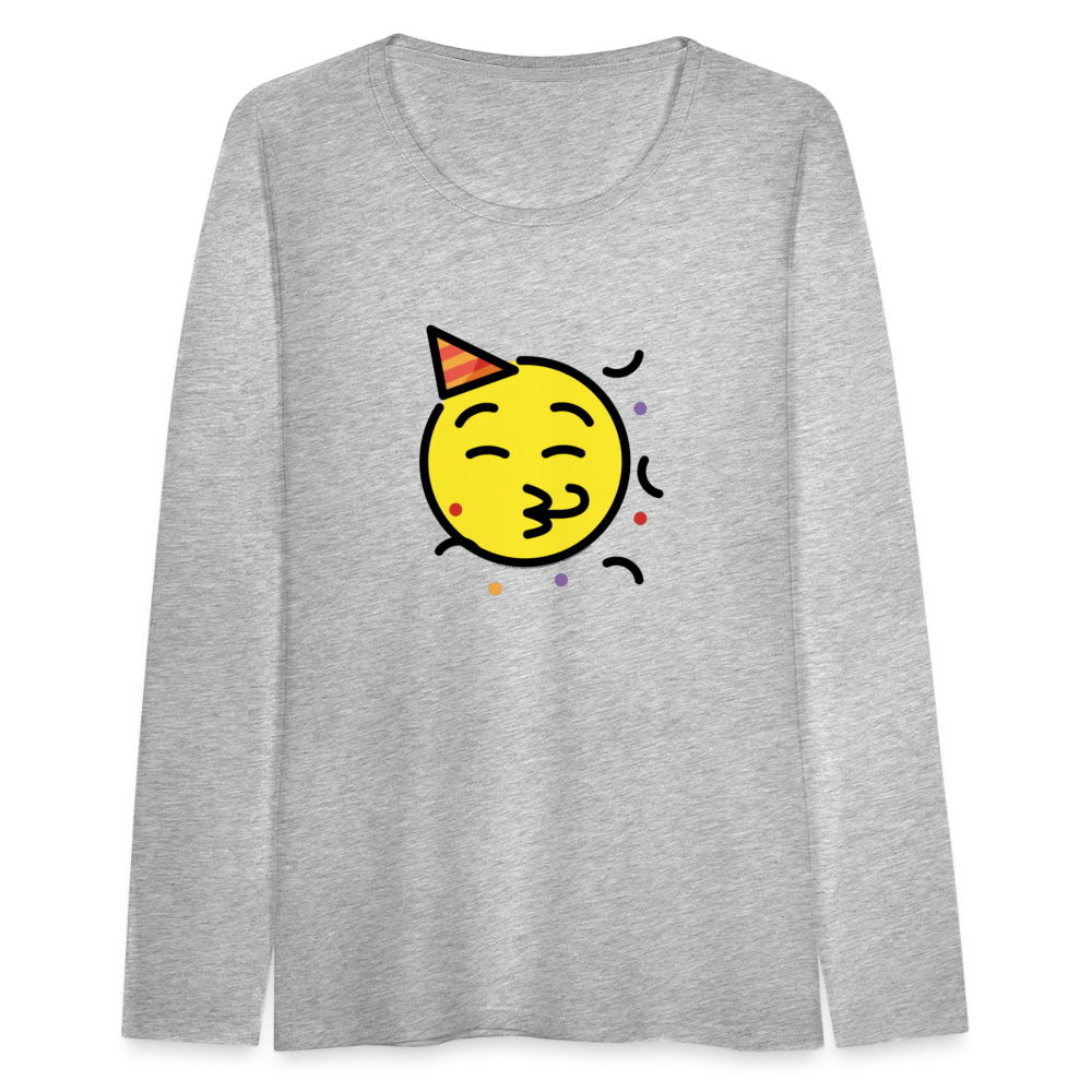 Customizable Party Face Moji Women's Premium Long Sleeve T-Shirt - Emoji.Express - heather gray