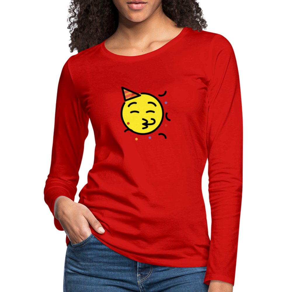 Customizable Party Face Moji Women's Premium Long Sleeve T-Shirt - Emoji.Express - red