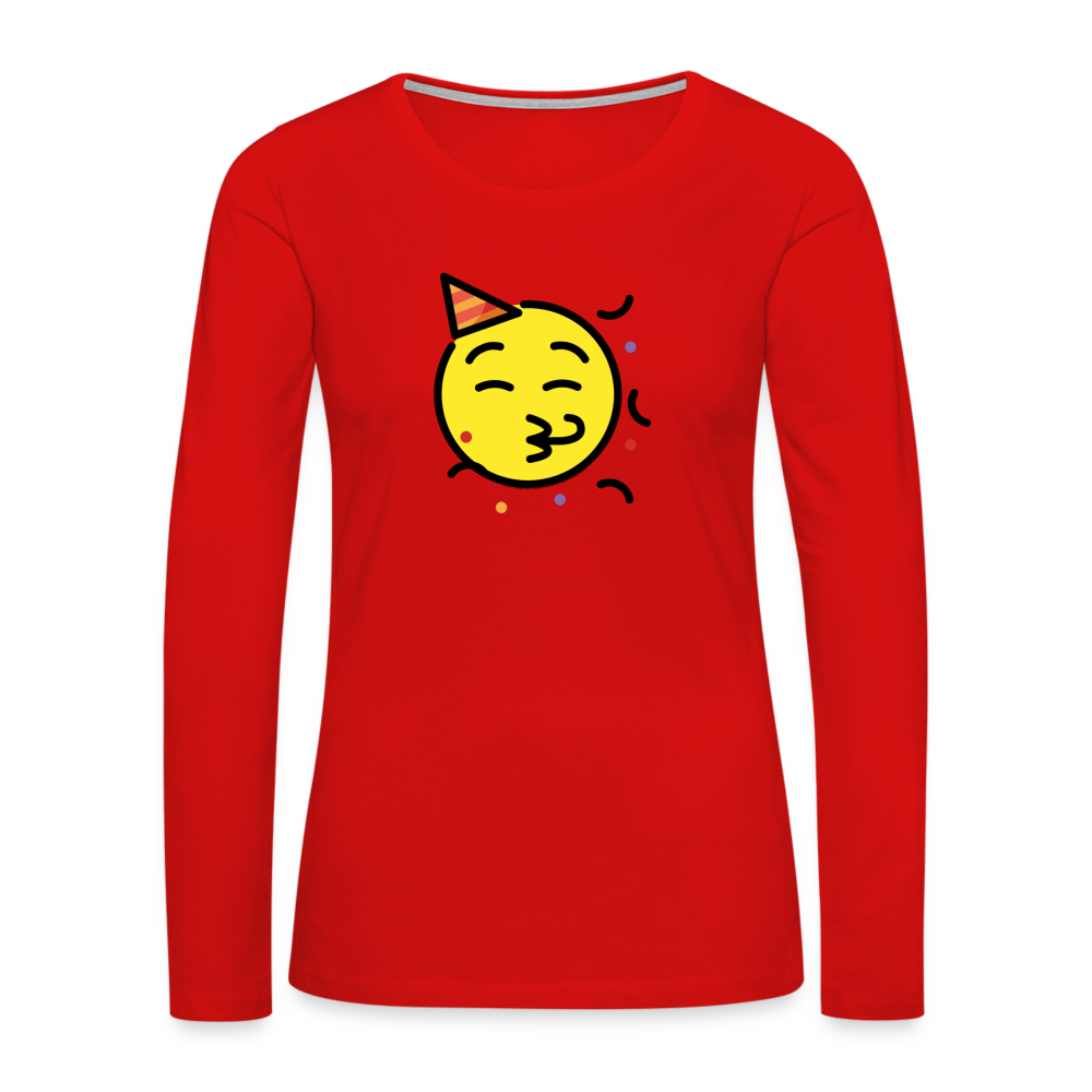 Customizable Party Face Moji Women's Premium Long Sleeve T-Shirt - Emoji.Express - red
