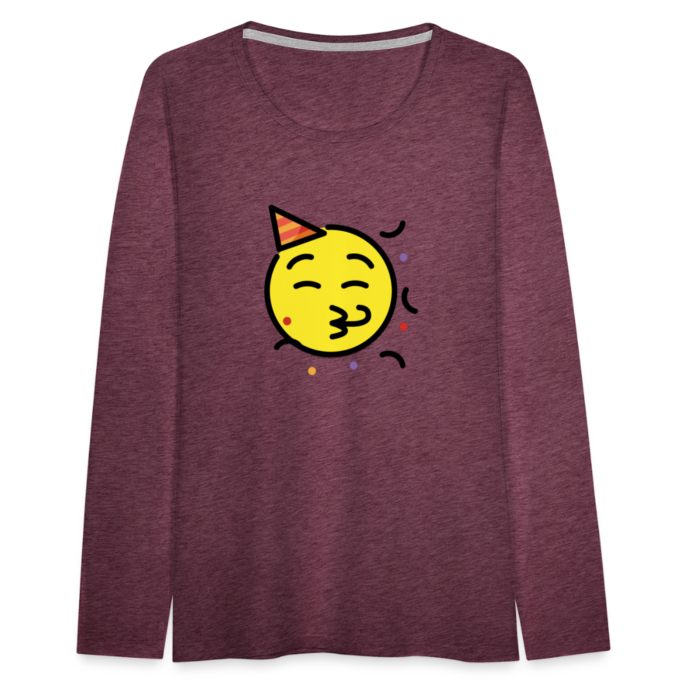 Customizable Party Face Moji Women's Premium Long Sleeve T-Shirt - Emoji.Express - heather burgundy