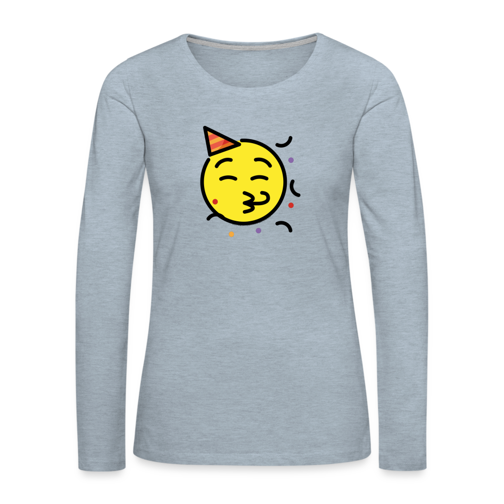Customizable Party Face Moji Women's Premium Long Sleeve T-Shirt - Emoji.Express - heather ice blue