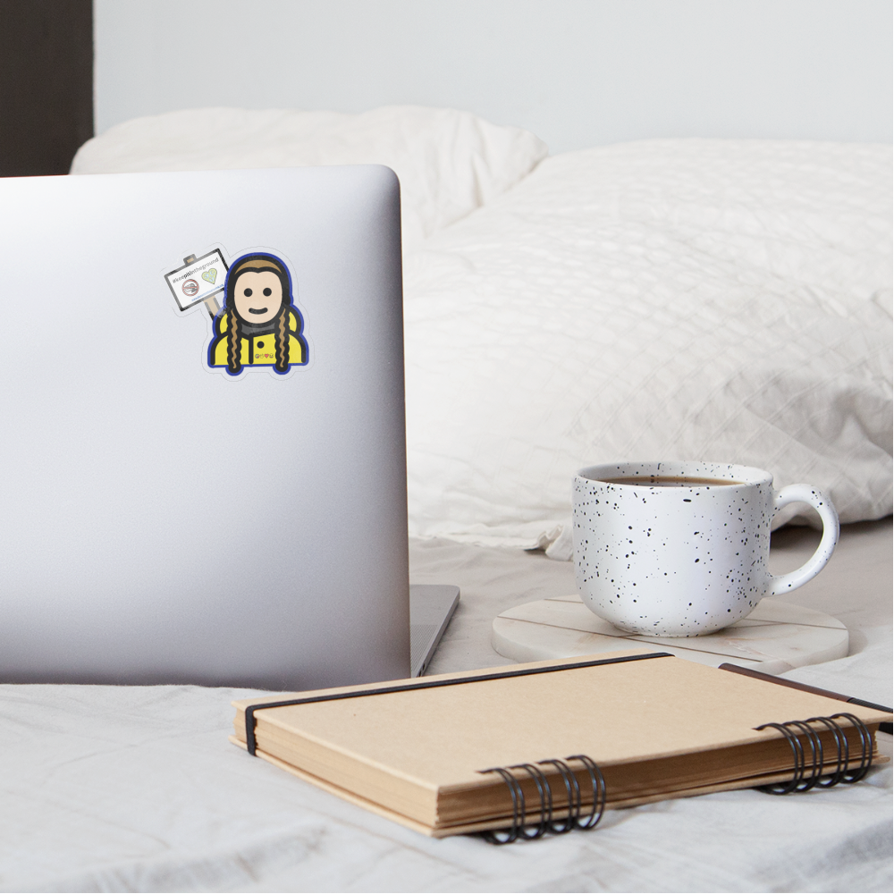 Emoji Expression: Greta Thunberg w/ #KeepitintheGround Moji Sticker - Emoji.Express - transparent glossy