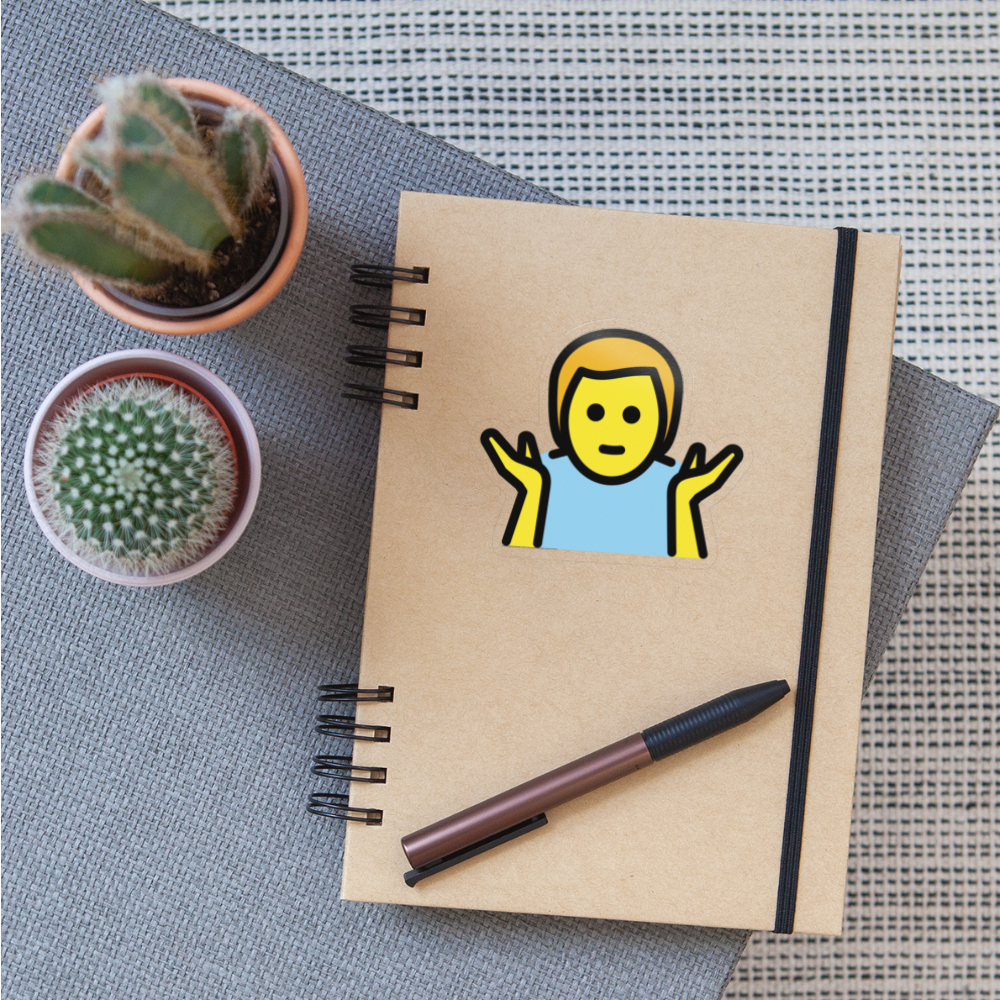 Man Shrugging Moji Sticker - Emoji.Express - transparent glossy