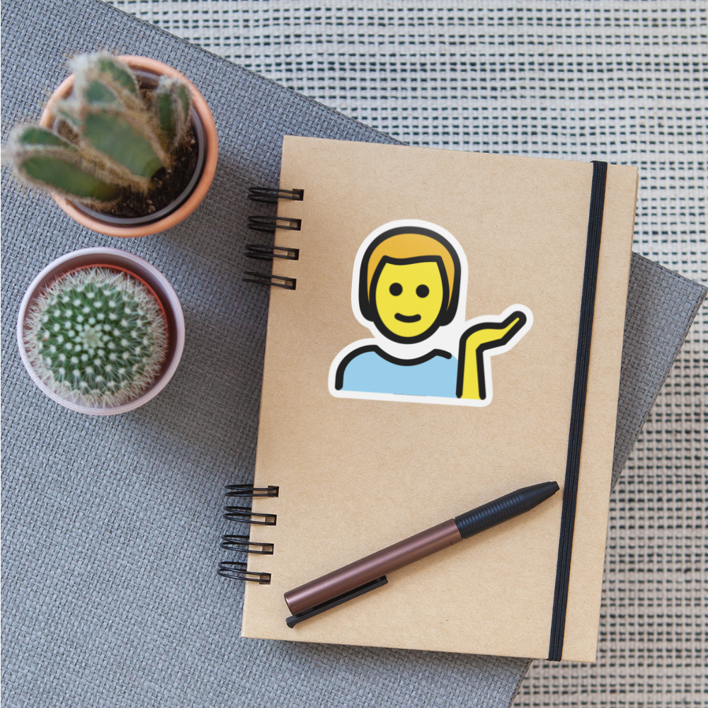 Man Tipping Hand Moji Sticker - Emoji.Express - white matte
