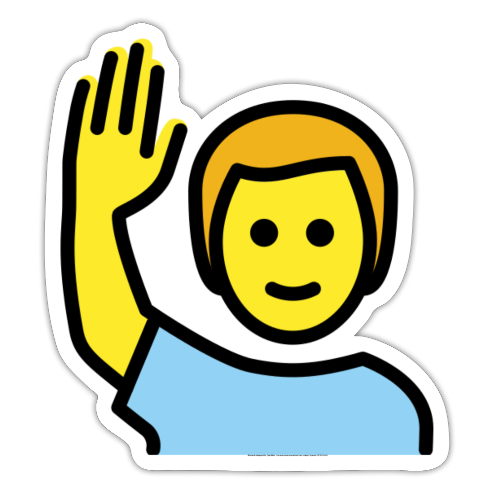 Man Raising Hand Moji Sticker - Emoji.Express - white matte