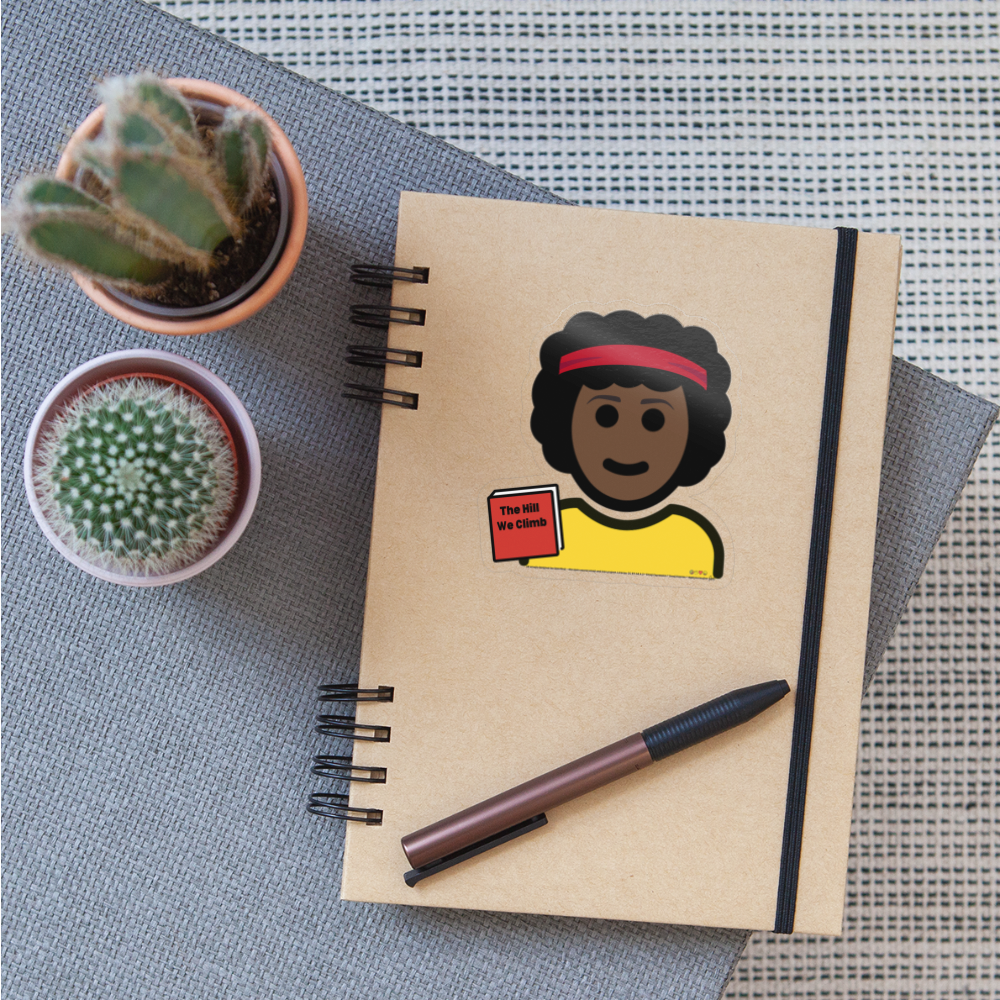 Emoji Expression: Amanda Gorman The Hill We Climb Moji Sticker - Emoji.Express - transparent glossy