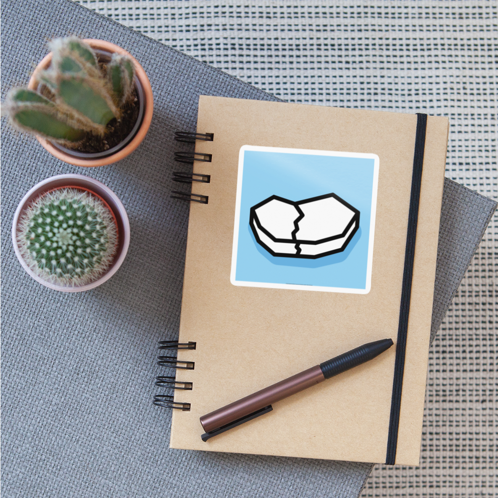 Floating Ice Broken Moji Sticker - Emoji.Express - white glossy