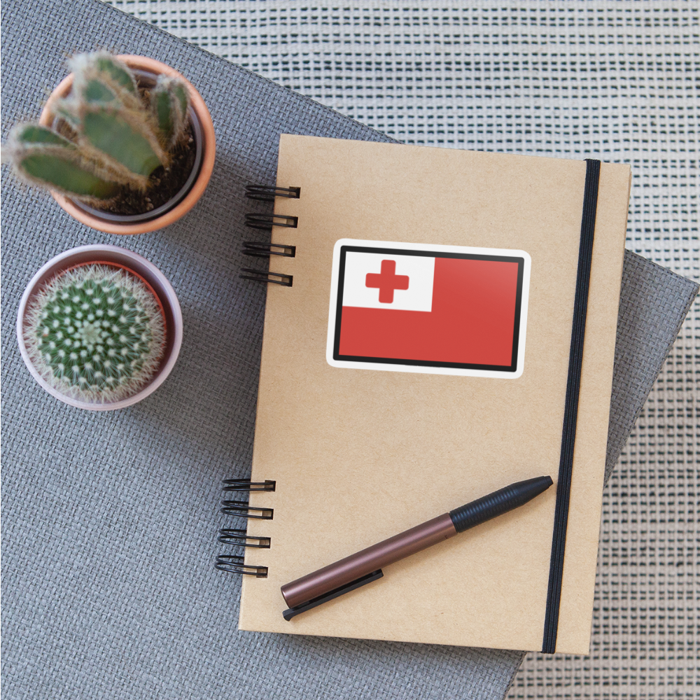 Flag: Tonga Moji Sticker - Emoji.Express - white matte