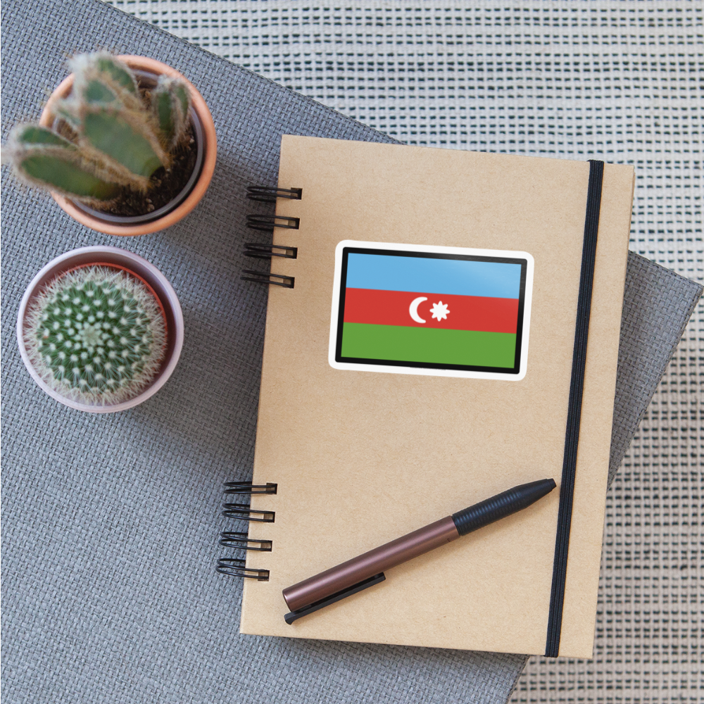 Flag: Azerbaijan Moji Sticker - Emoji.Express - white glossy