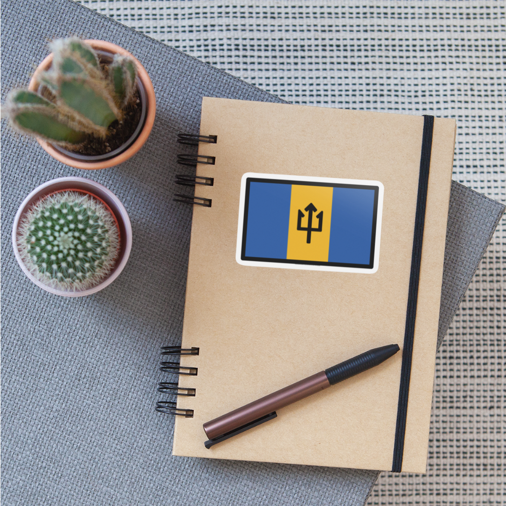 Flag: Barbados Moji Sticker - Emoji.Express - white matte
