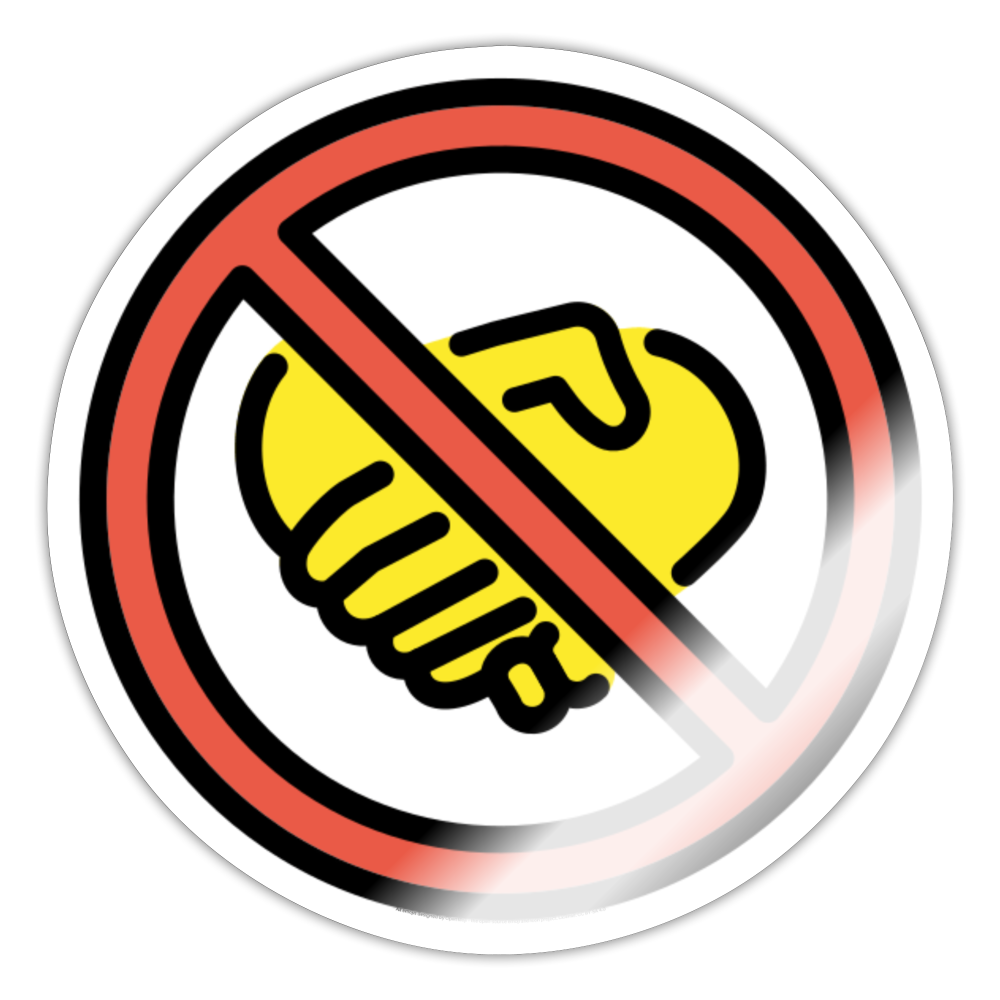 No Handshaking Moji Symbol - Emoji.Express - white glossy