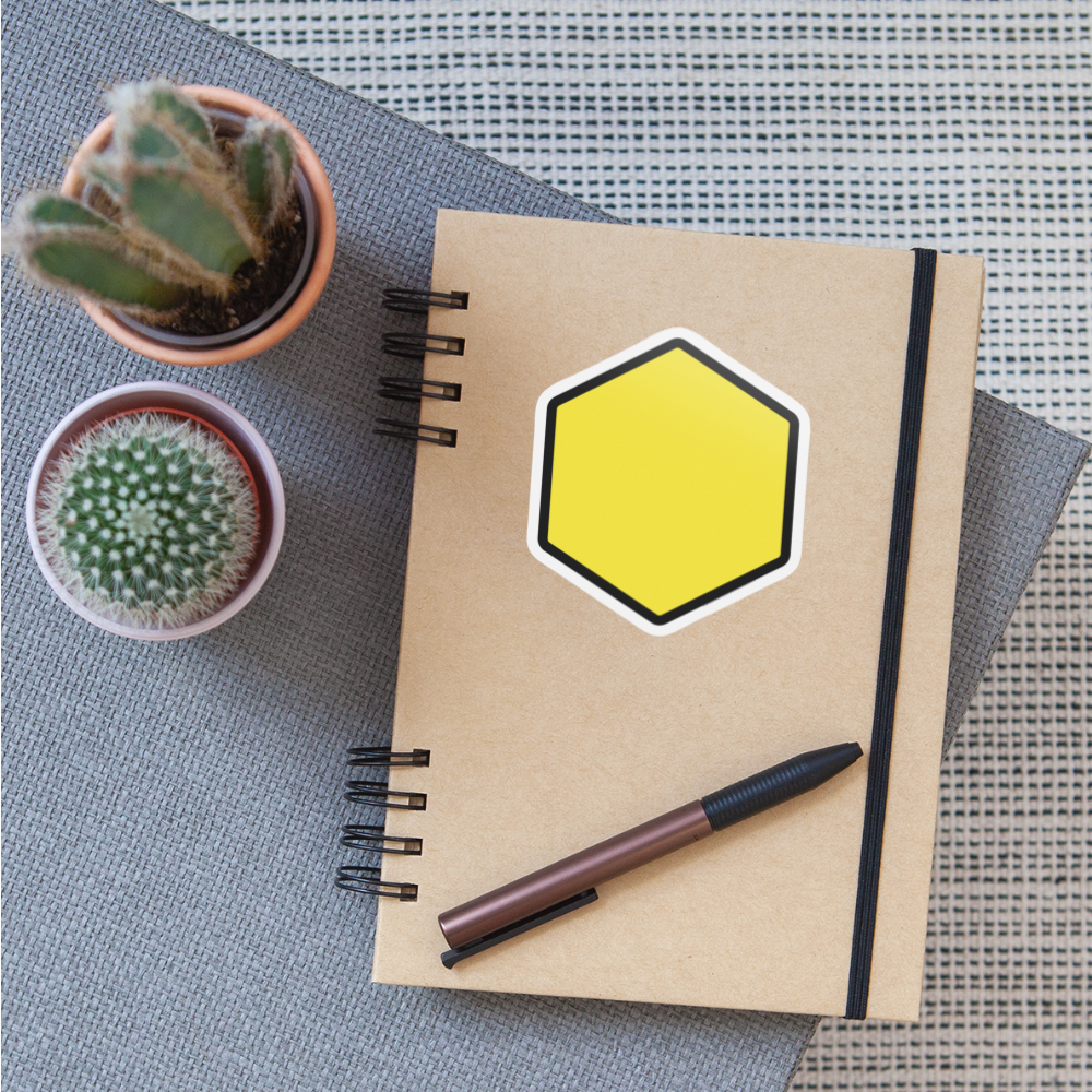 Yellow Hexagon Moji Sticker - Emoji.Express - white matte