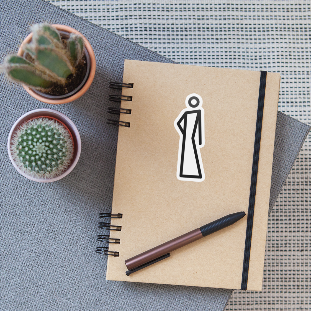 Stick Figure with Dress Leaning Left Moji Sticker - Emoji.Express - white matte
