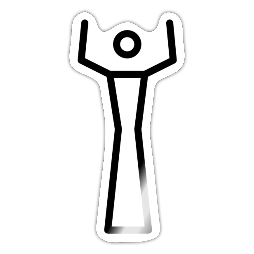 Stick Figure with Dress and Arms Raised Moji Sticker - Emoji.Express - white glossy